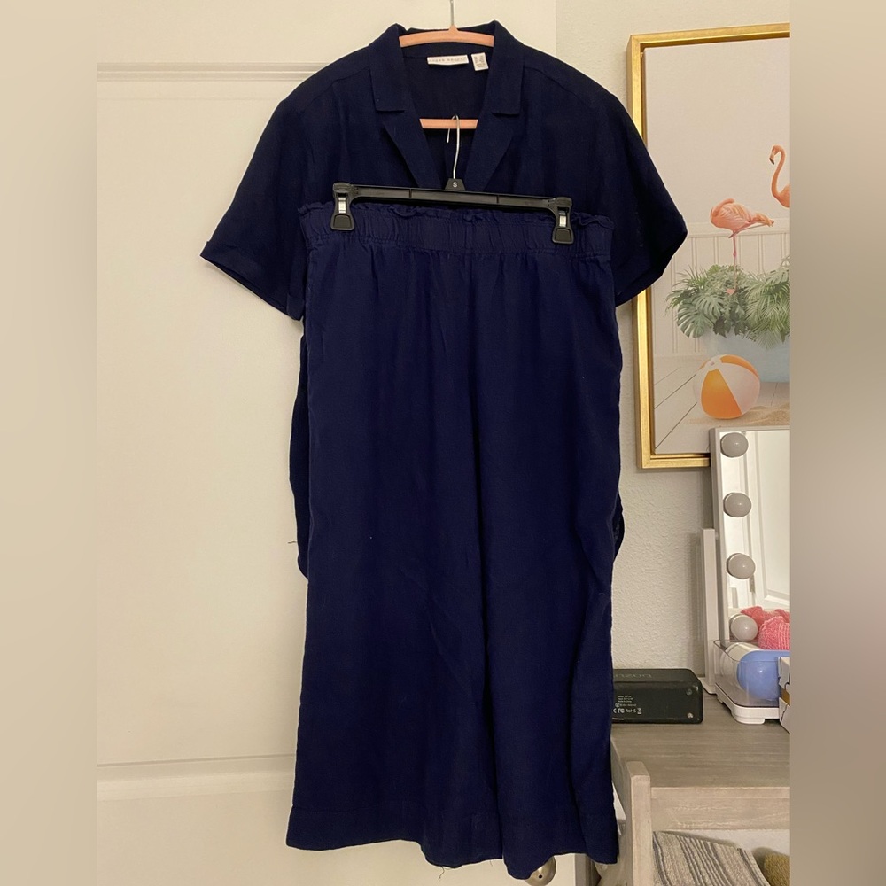 Navy Blue Women's Linen Set